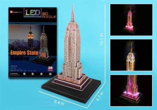 LED Light Up Version!: Empire State Building - 38pc 3D Jigsaw Puzzle by Daron