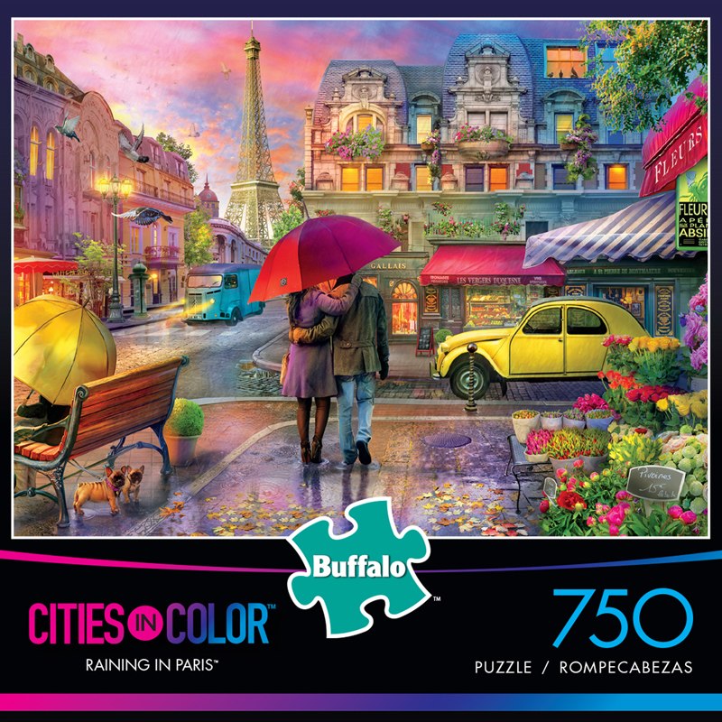 Cities In Color: Raining in Paris - 750pc Jigsaw Puzzle by Buffalo Games  			  					NEW - image 1