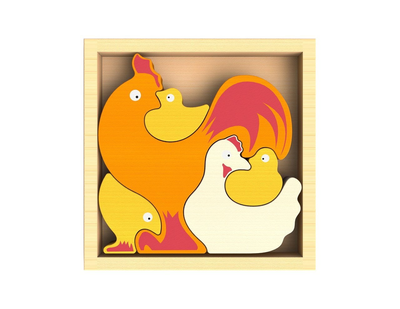 Chicken Family - EcoFriendly Wooden Puzzle by BeginAgain   			  					NEW