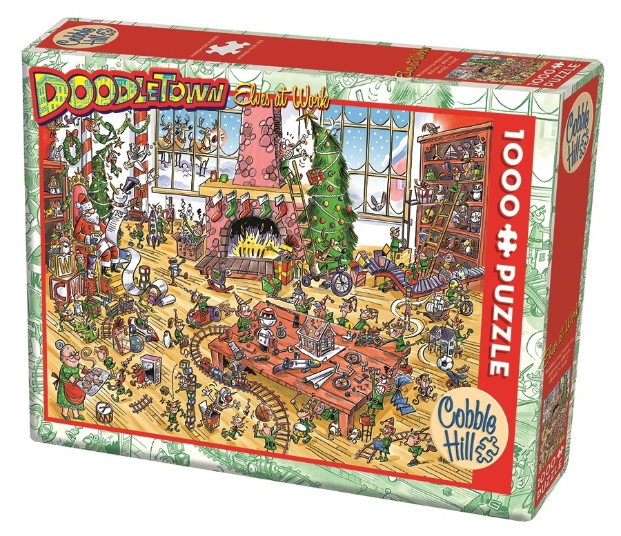DoodleTown: Elves at Work - 1000pc Jigsaw Puzzle by Cobble Hill  			  					NEW - image 1