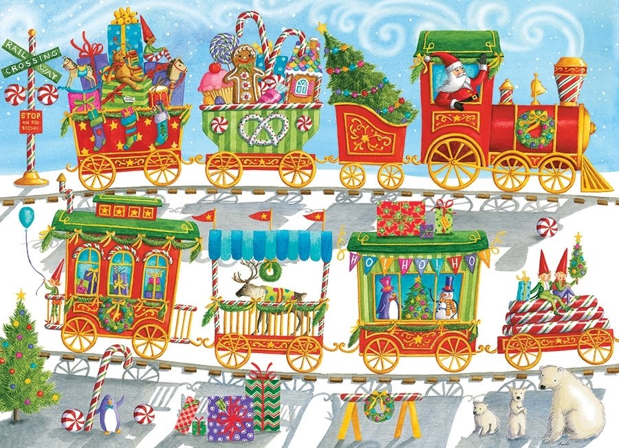 Christmas Train - 350pc Family Jigsaw Puzzle by Cobble Hill  			  					NEW