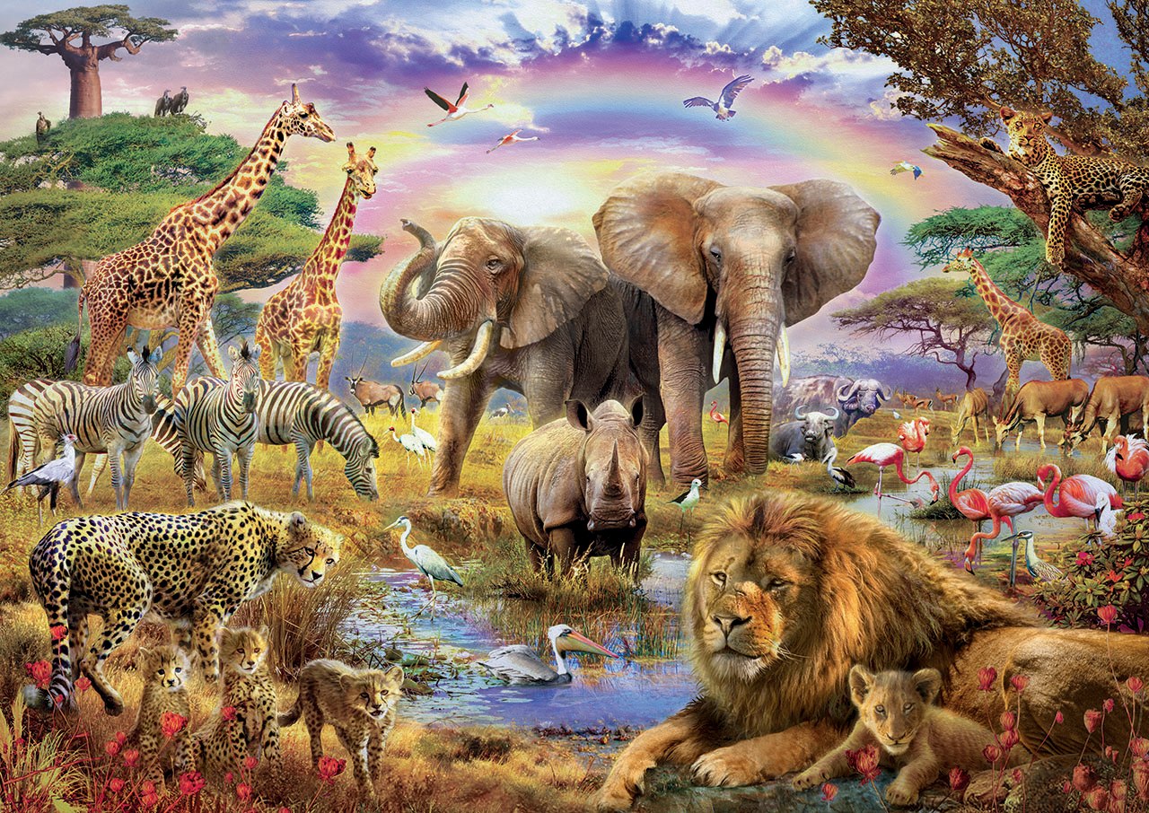 Watering Hole Under the Rainbow - 3000pc Jigsaw Puzzle By Educa  			  					NEW