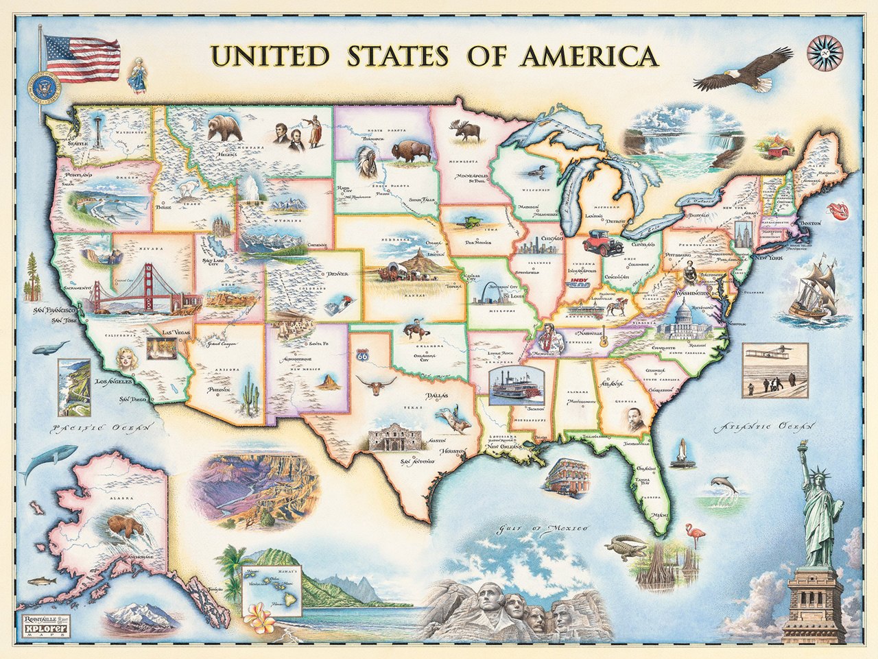 Xplorer Maps: USA Map - 1000pc Jigsaw Puzzle by Masterpieces  			  					NEW