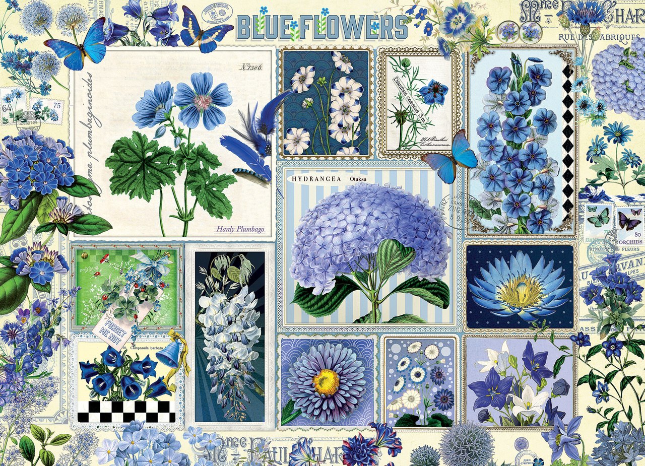 Blue Flowers - 1000pc Jigsaw Puzzle by Cobble Hill  			  					NEW