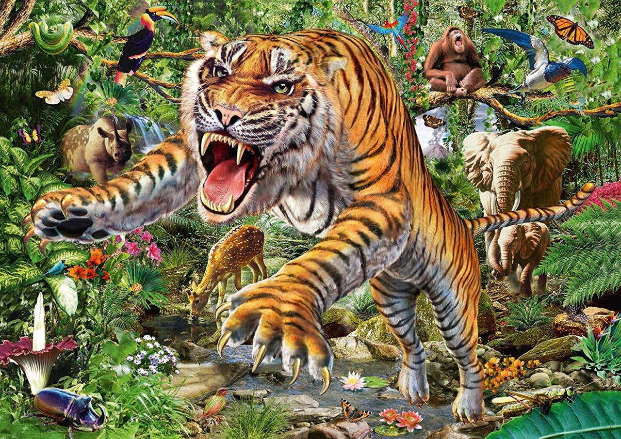 Tiger Attack - 500pc Jigsaw Puzzle by Schmidt  			  					NEW
