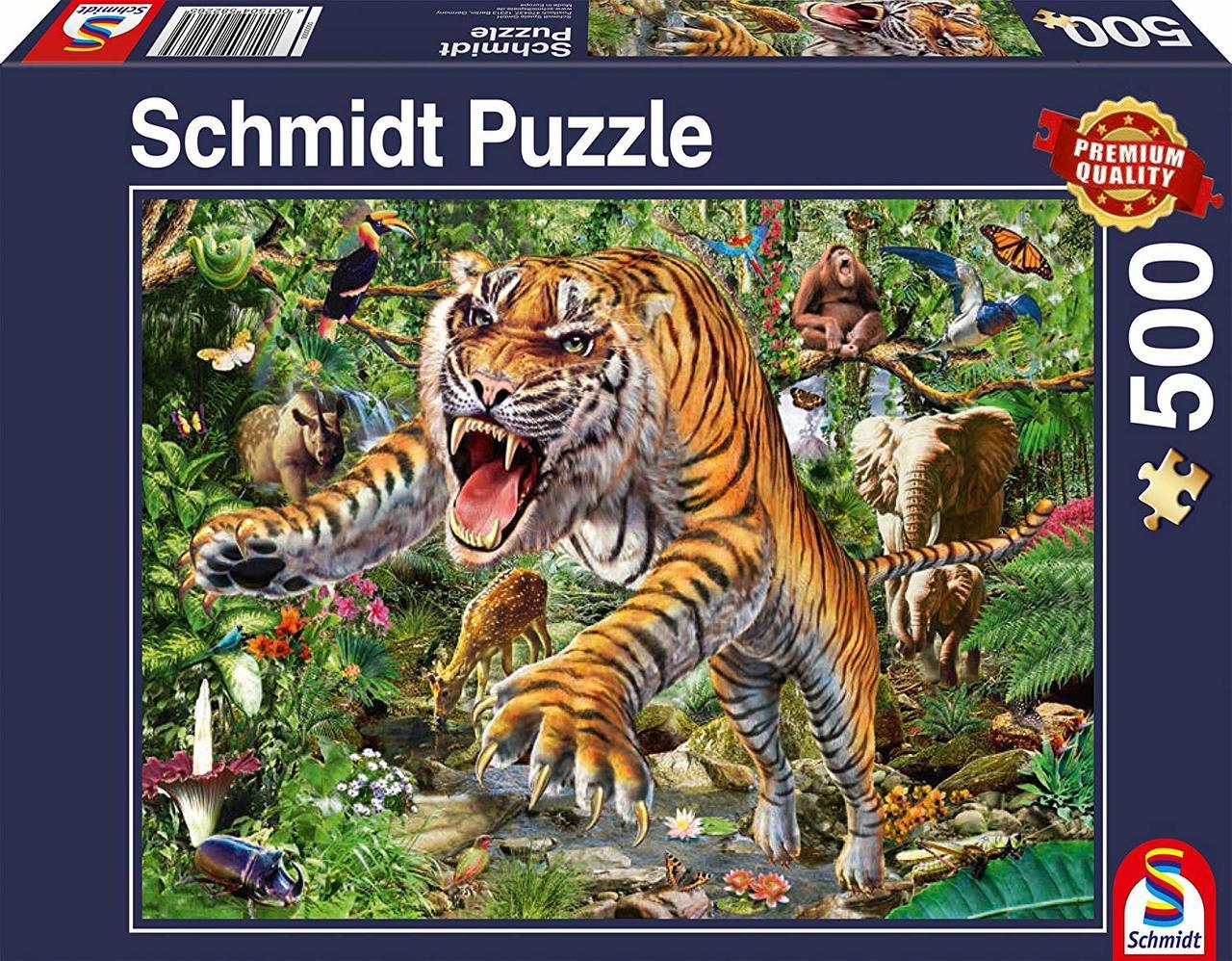 Tiger Attack - 500pc Jigsaw Puzzle by Schmidt  			  					NEW - image 1
