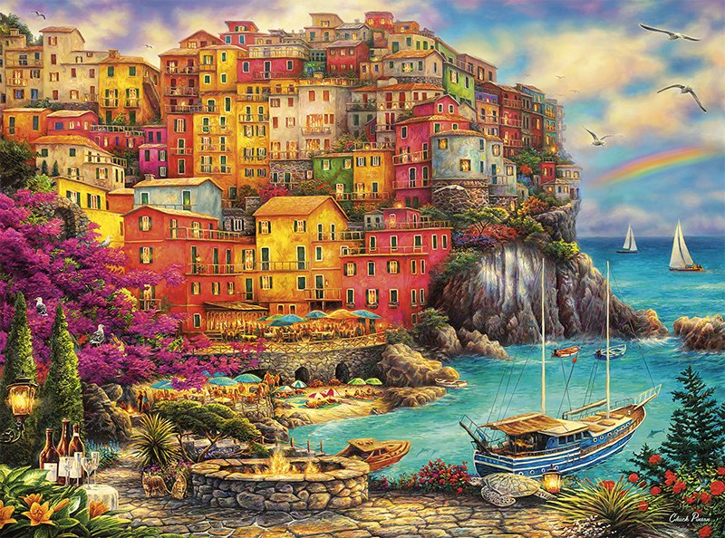 Chuck Pinson Escapes: A Beautiful Day at Cinque Terre - 1000pc Jigsaw Puzzle by Buffalo Games