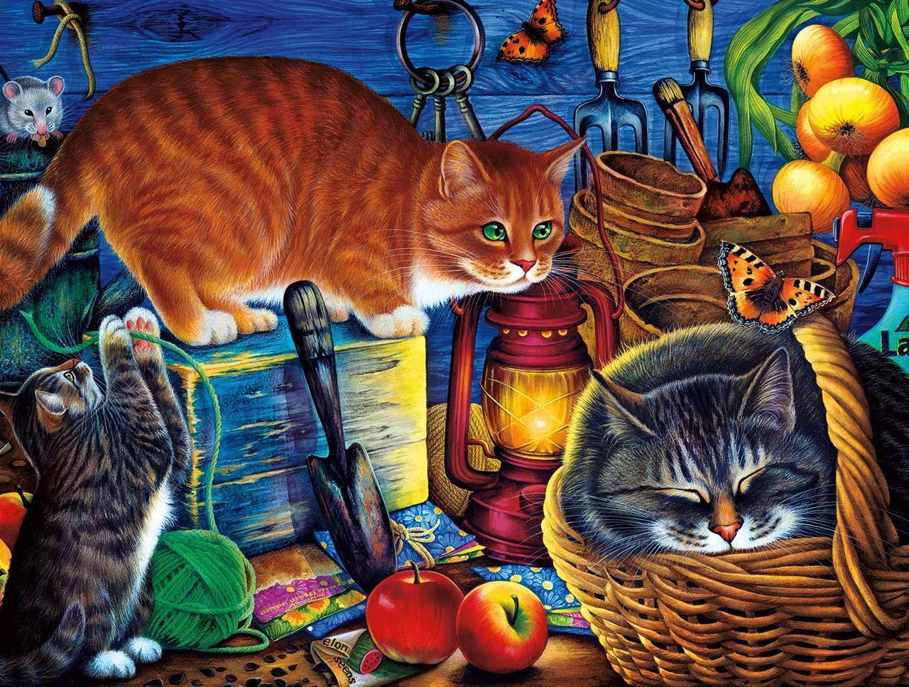 Potting Shed Cats - 750pc Jigsaw Puzzle by Buffalo Games  			  					NEW