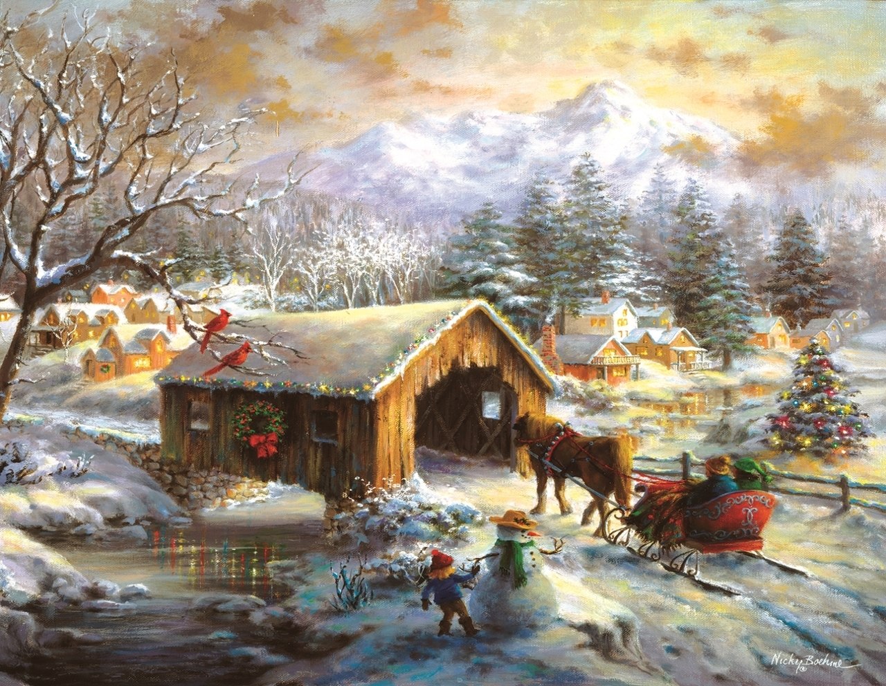 Over the Covered Bridge - 1000+pc Jigsaw Puzzle By Sunsout  			  					NEW