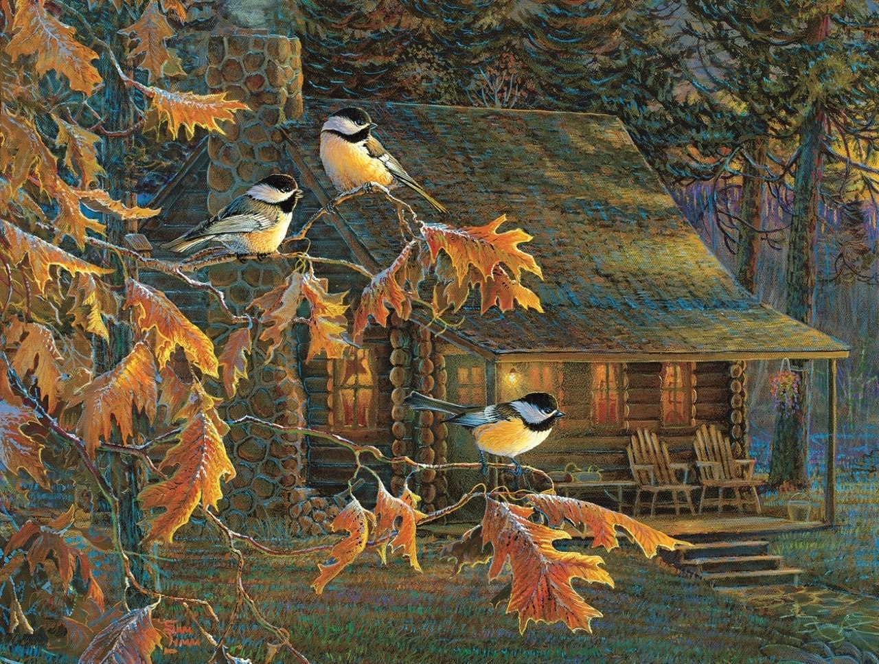 Cabin Chickadees - 500pc Jigsaw Puzzle By Sunsout  			  					NEW