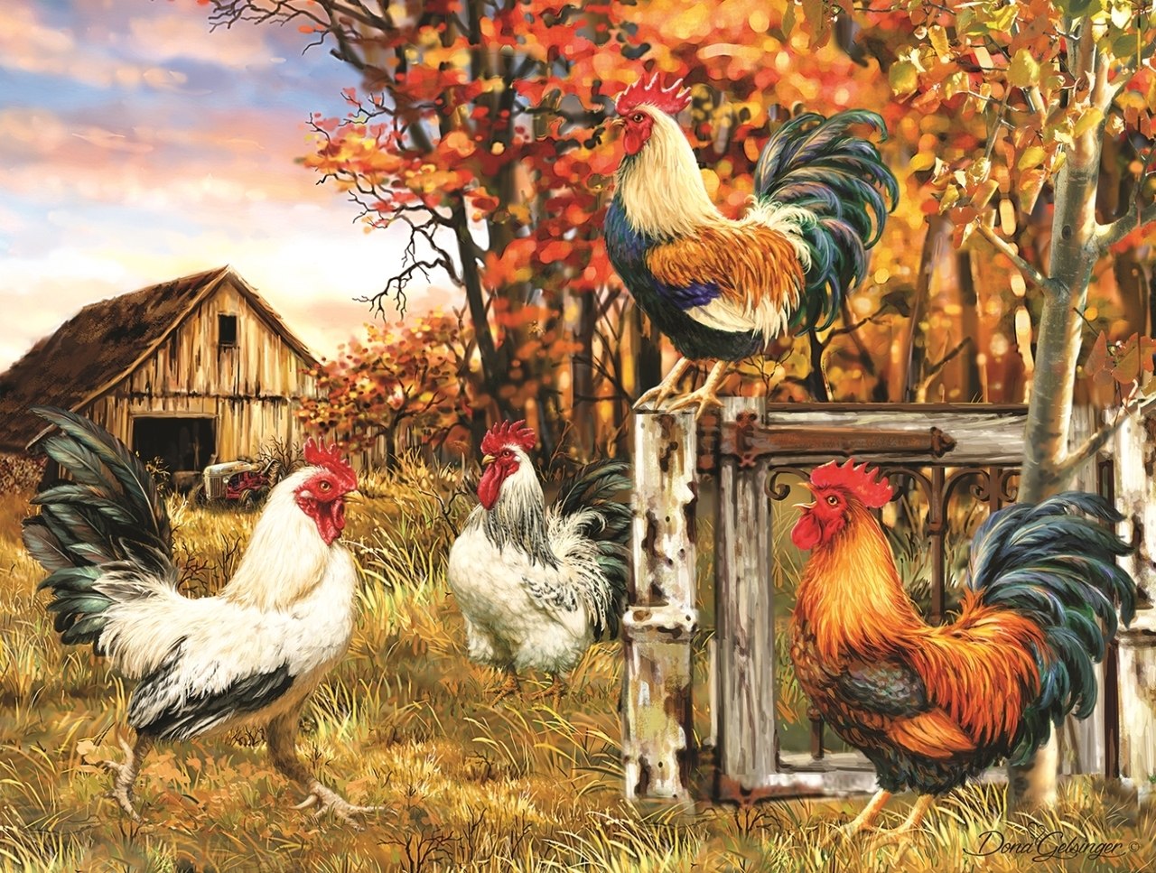 Rooster Farm - 300pc Jigsaw Puzzle By Sunsout  			  					NEW