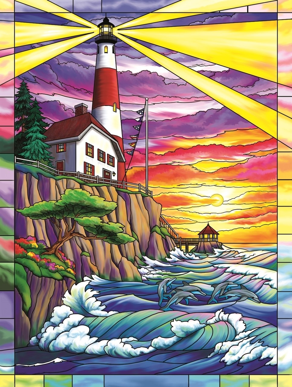 Dolphin Bay Lighthouse - 300pc Jigsaw Puzzle By Sunsout  			  					NEW
