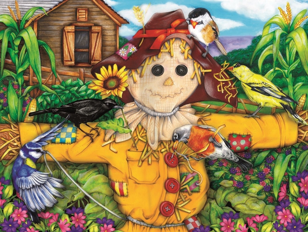 Scarecrow and Blackbird - 500pc Jigsaw Puzzle By Sunsout  			  					NEW
