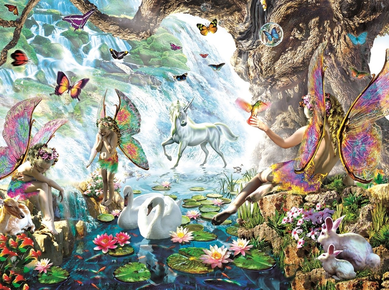 Fairies at the Falls - 1000pc Jigsaw Puzzle By Sunsout  			  					NEW