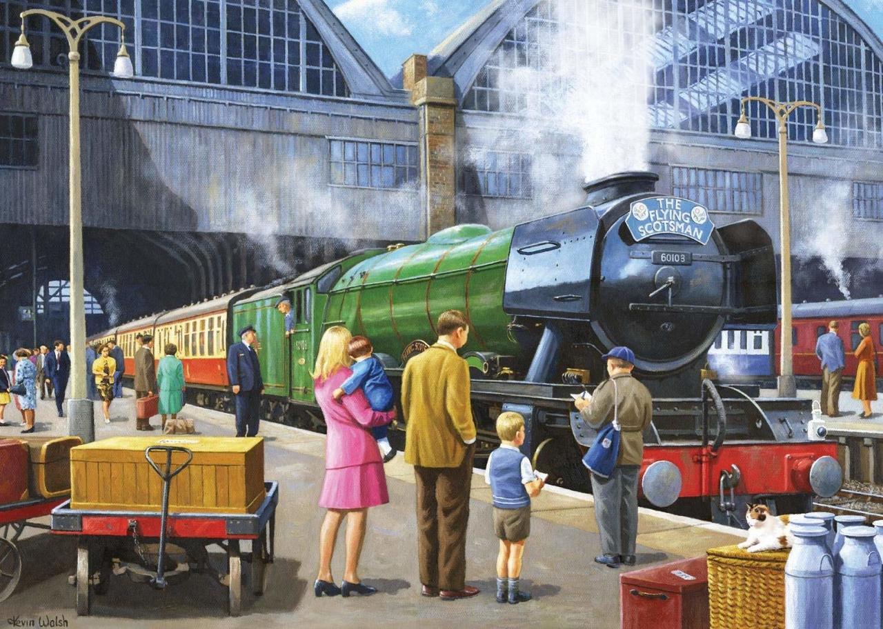 Flying Scotsman at Kings Cross - 1000pc Jigsaw Puzzle By Falcon  			  					NEW