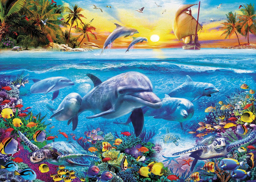 Family of Dolphins - 2000pc Jigsaw Puzzle by Educa  			  					NEW