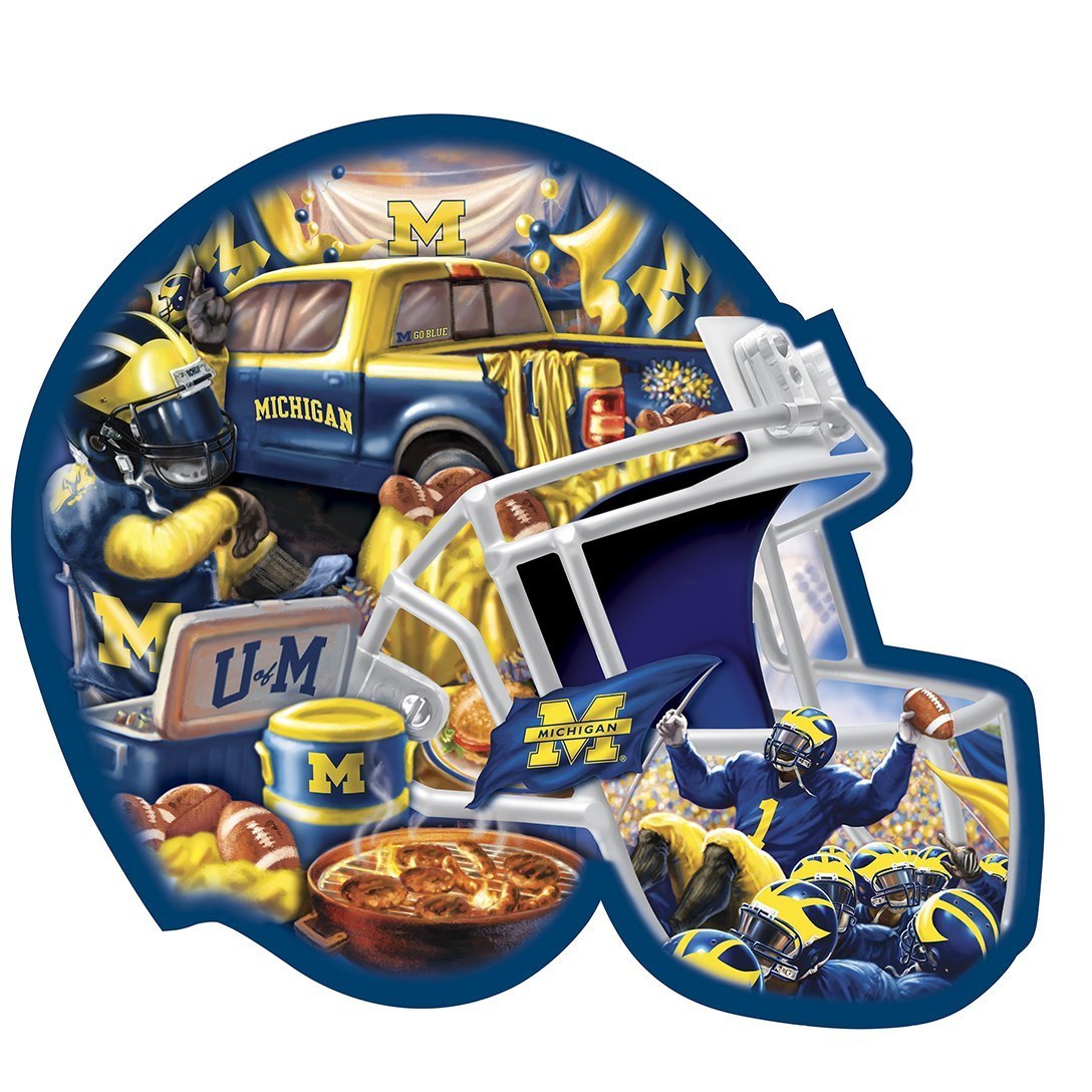 Michigan Helmet - 500pc Shaped Jigsaw Puzzle by Masterpieces  			  					NEW
