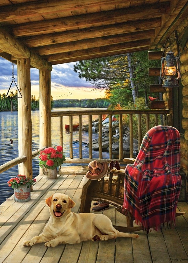 Lake Cabin Labrador - 35pc Tray Puzzle by Cobble Hill  			  					NEW