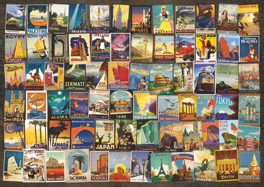 Travel Poster Collage - 1000pc Jigsaw Puzzle By D-Toys  			  					NEW