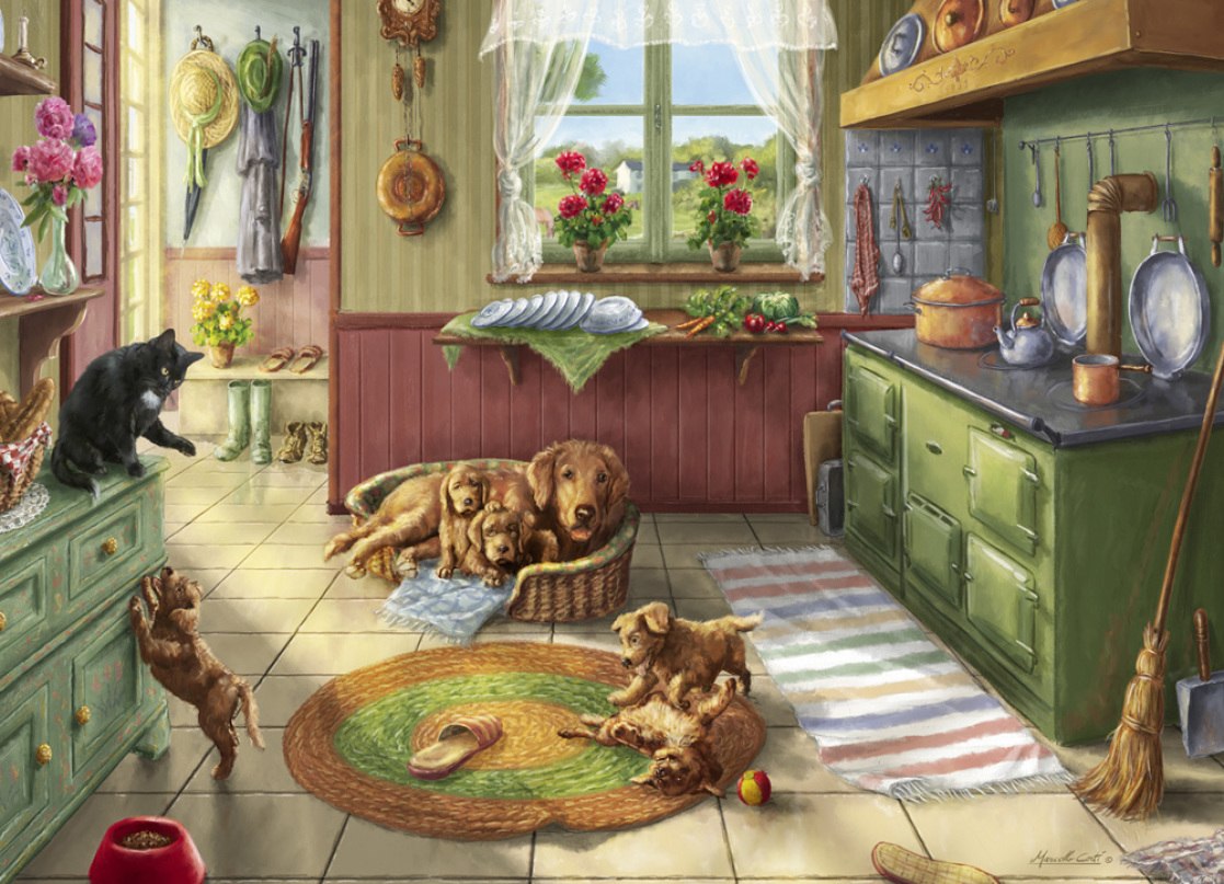 Golden Puppies - 1000pc Jigsaw Puzzle by Vermont Christmas Company  			  					NEW