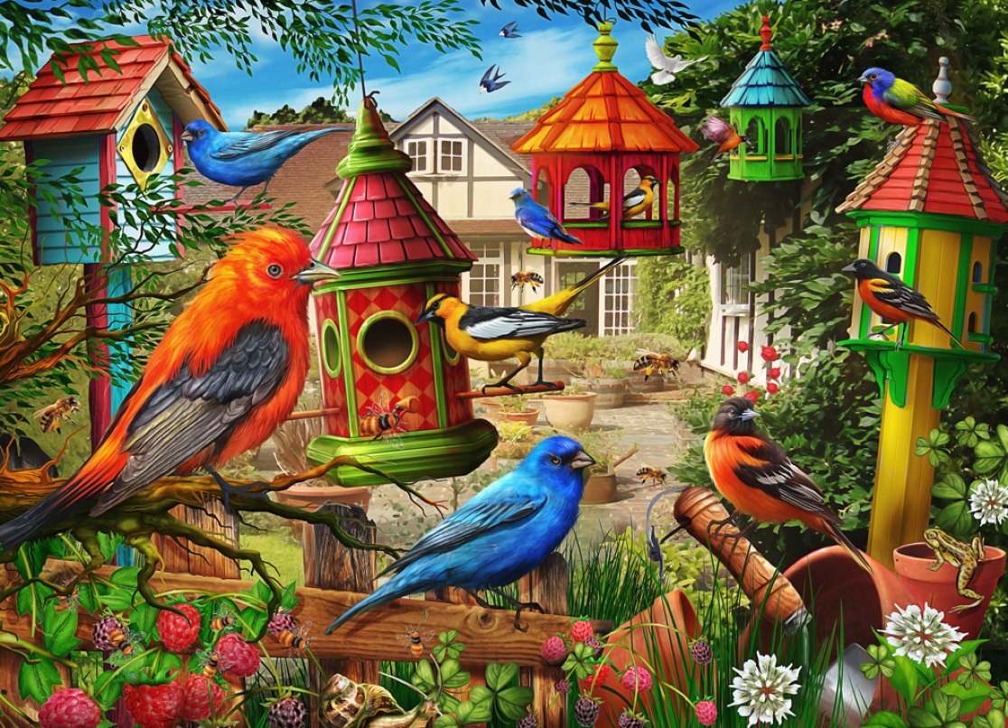 Birdhouse Garden - 1000pc Jigsaw Puzzle by Vermont Christmas Company  			  					NEW
