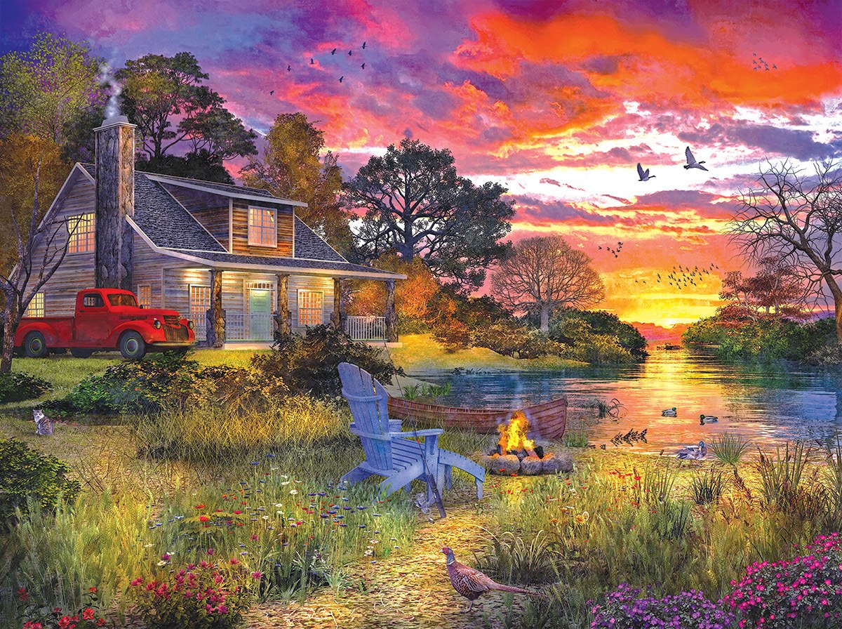 Evening Cabin - 1000pc Jigsaw Puzzle By White Mountain  			  					NEW