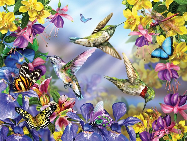 Butterflies & Hummingbirds - 300pc Large Format Jigsaw Puzzle By Sunsout