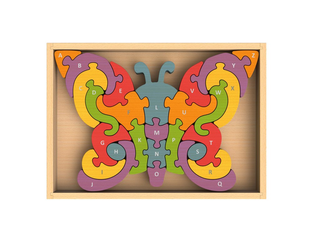 Alphabet Butterfly - EcoFriendly Wooden Puzzle  			  					NEW