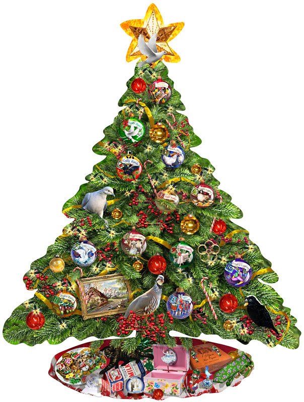 The Twelve Days of Christmas x Two - 1000pc Shaped Jigsaw Puzzle By Sunsout