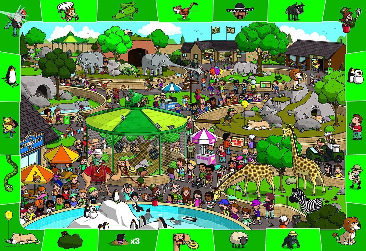 A Day in the Zoo - 100pc Jigsaw Puzzle by Eurographics  			  					NEW