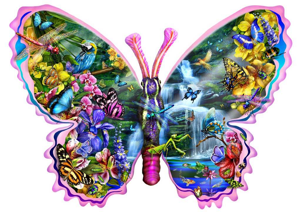 Butterfly Waterfall - 1000pc Shaped Jigsaw Puzzle By Sunsout
