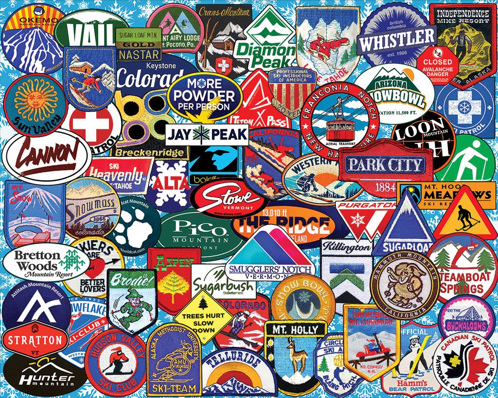 Ski Badges - 1000pc Jigsaw Puzzle by White Mountain