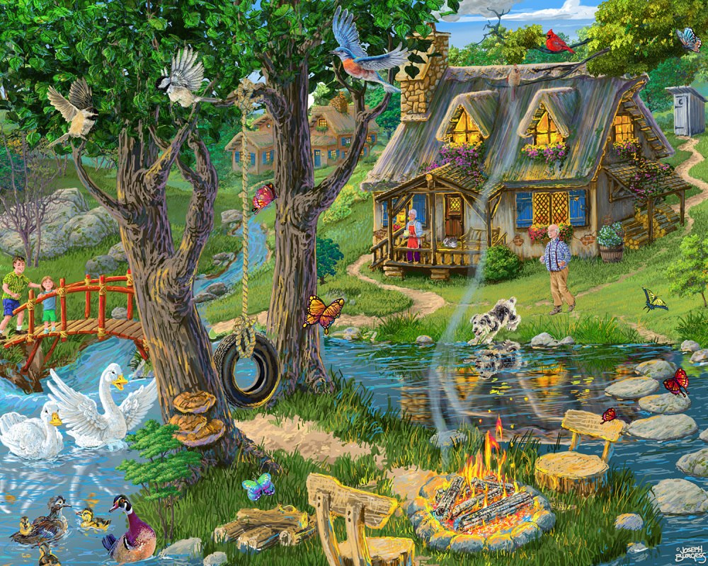 Lakeside Cottage - 1000pc Jigsaw Puzzle by Vermont Christmas Company  			  					NEW