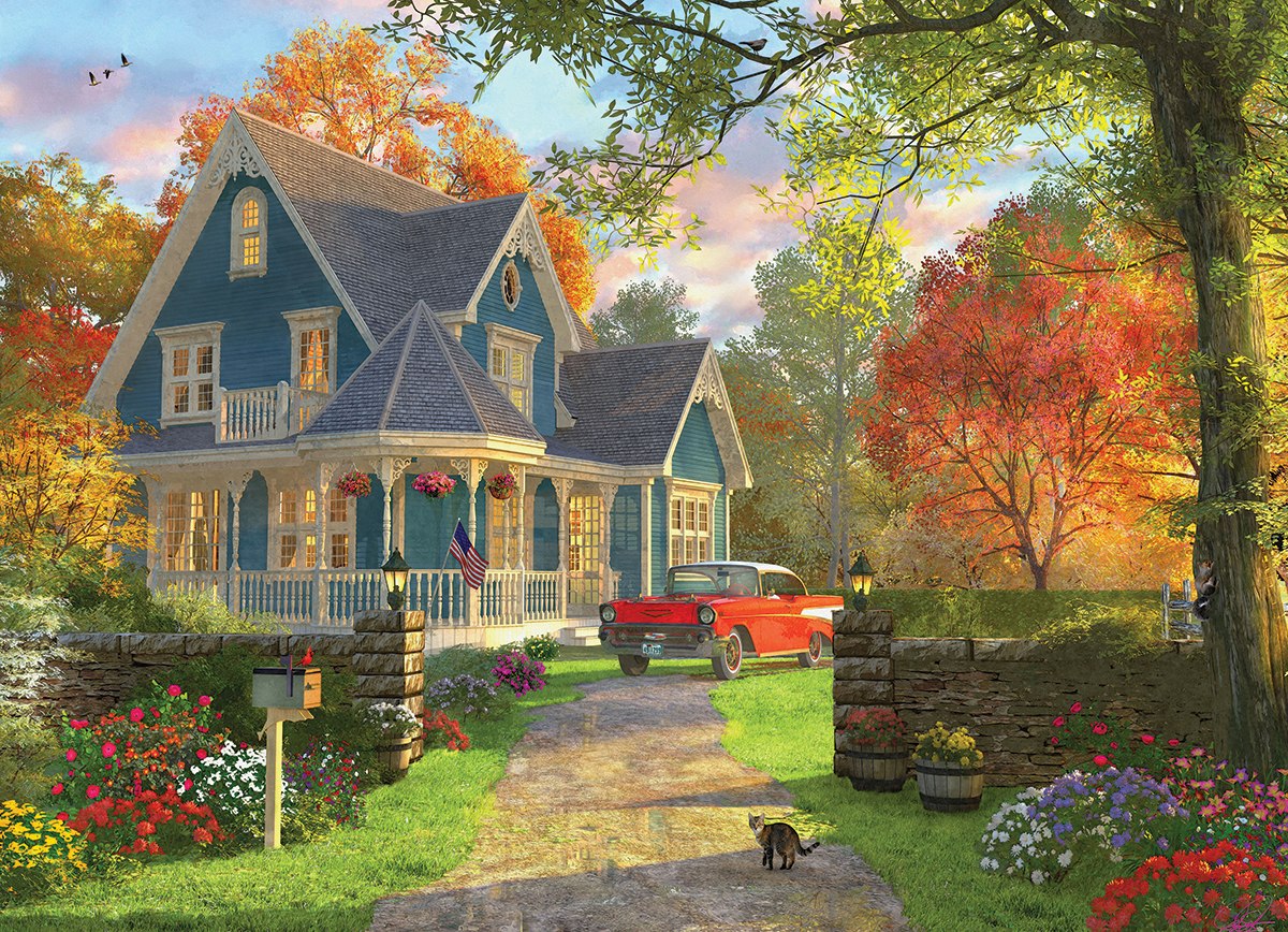 The Blue Country House by Dominic Davison - 1000pc Jigsaw Puzzle by Eurographics