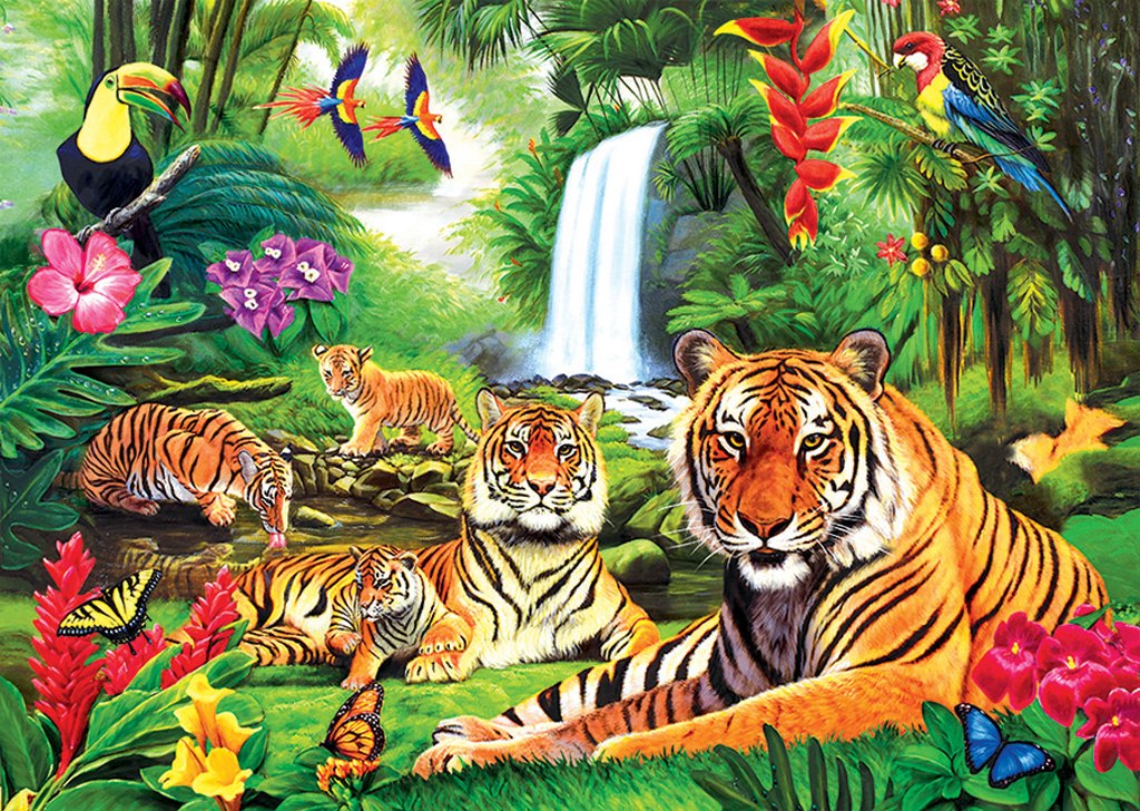 Tiger Paradise - 1000pc Jigsaw Puzzle by Lafayette Puzzle Factory