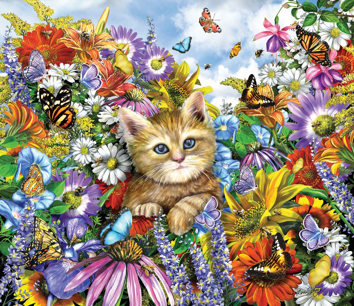 Kitty in the Garden - 200pc Jigsaw Puzzle by SunsOut