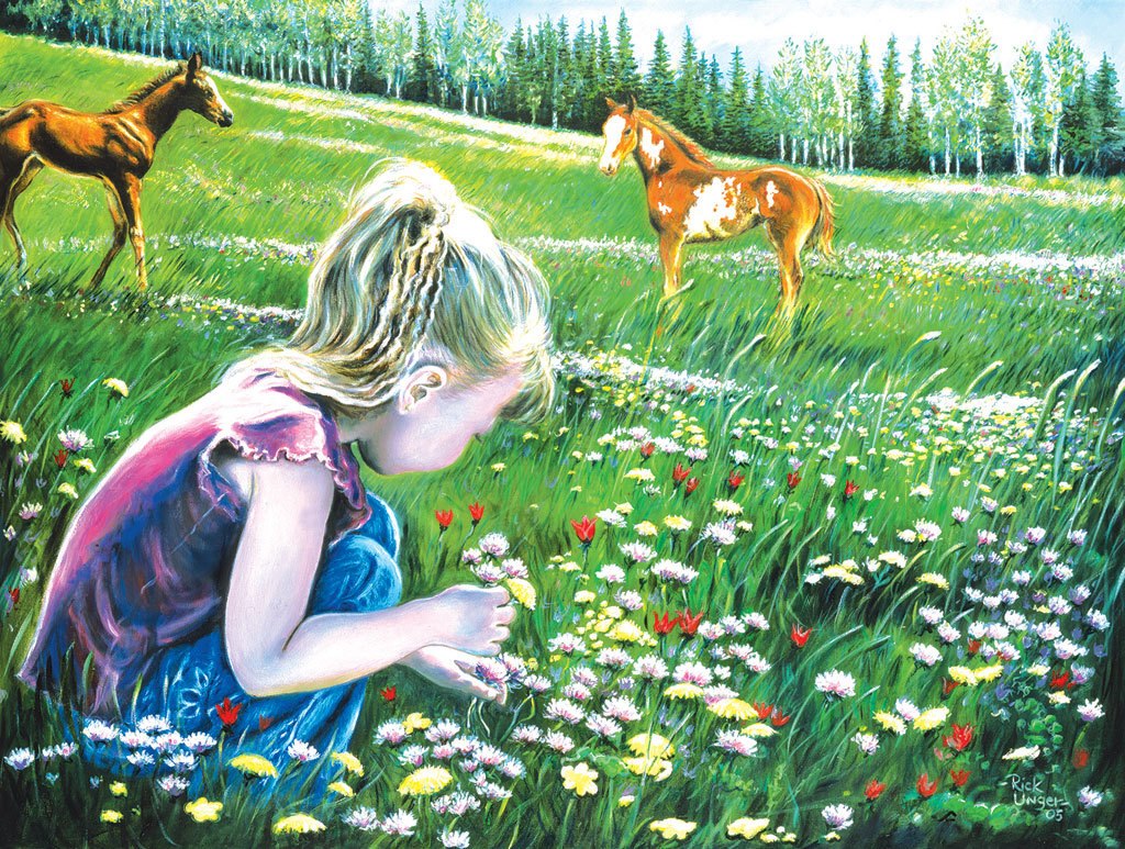 Fillies and Flowers - 300pc Jigsaw Puzzle by SunsOut