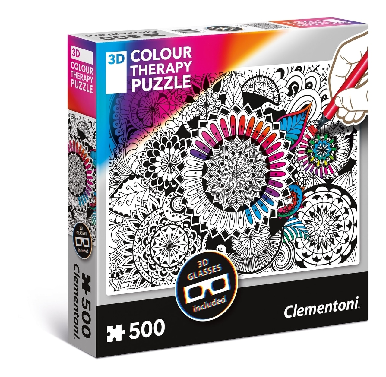 3D Color Therapy: Flowers - 500 pc Jigsaw Puzzle by Clementoni  			  					NEW