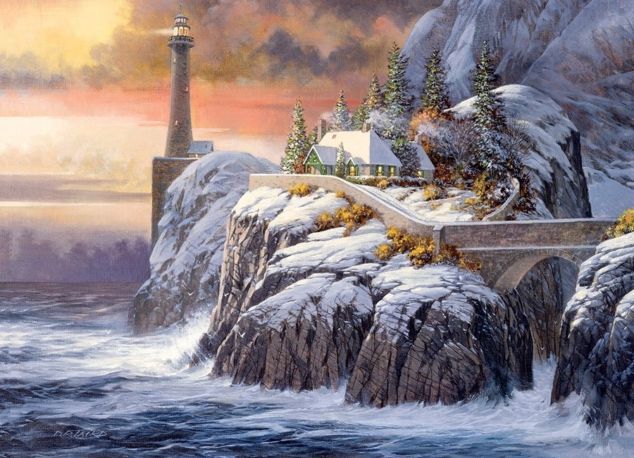 Winter Lighthouse - 1000pc Jigsaw Puzzle by Cobble Hill  			  					NEW - image 2