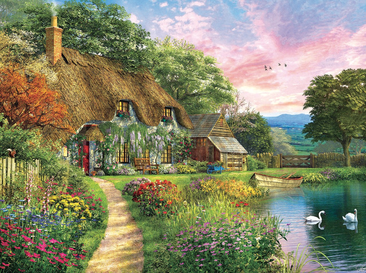 Sunset Country Cottage - 1000pc Jigsaw Puzzle By Sunsout  			  					NEW