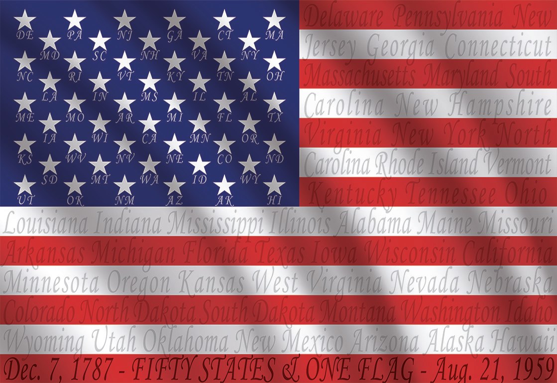 Fifty States & One Flag - 1000pc Jigsaw Puzzle by Educa