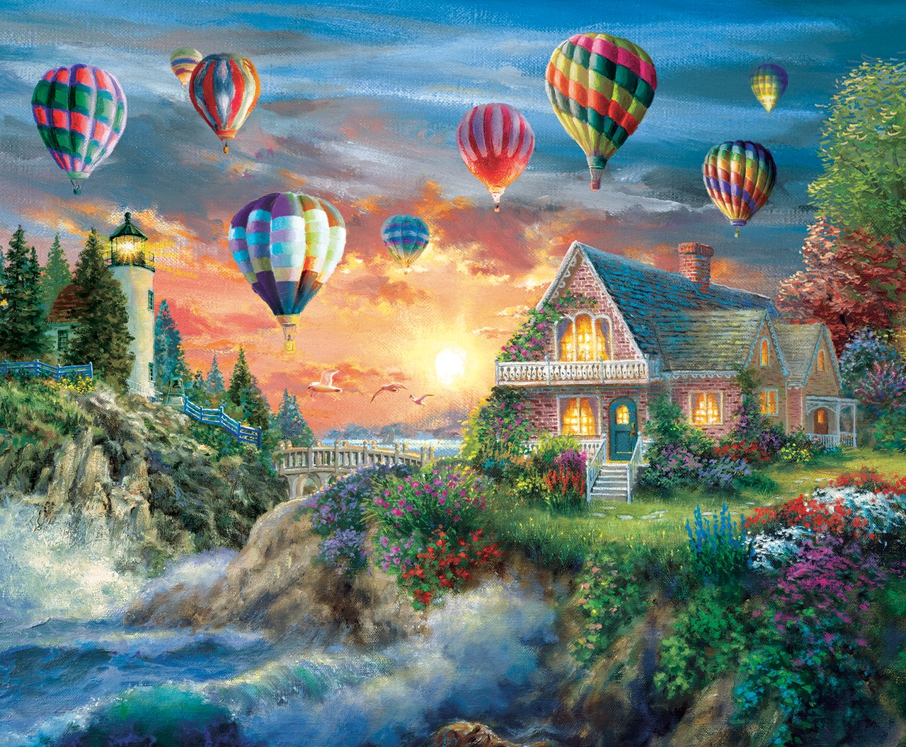Balloons Over Sunset - 1000pc Jigsaw Puzzle By Sunsout  			  					NEW
