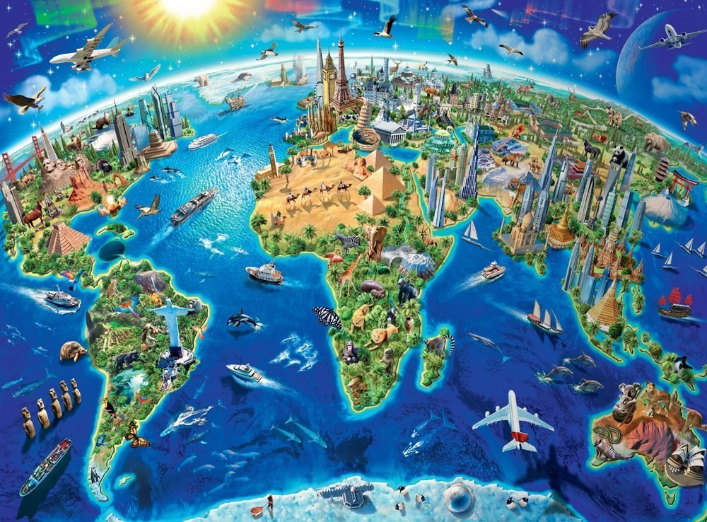 World Landmarks Map - 300pc Jigsaw Puzzle by Ravensburger