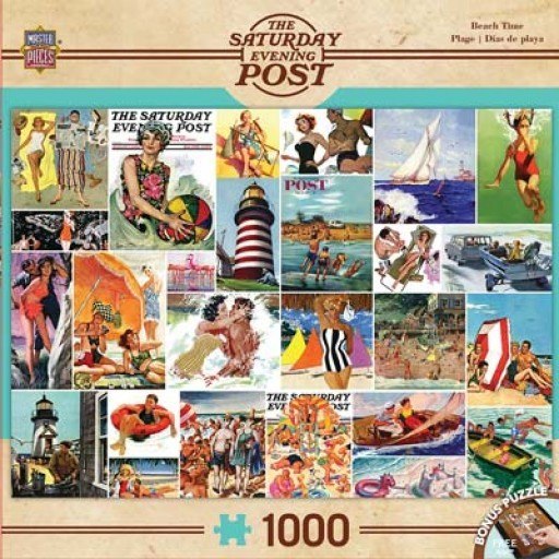 Saturday Evening Post: Beachtime Collage - 1000pc Jigsaw Puzzle By Masterpieces - image 1