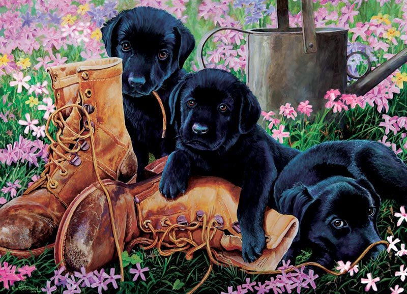 Black Lab Puppies - 35pc Tray Puzzle by Cobble Hill