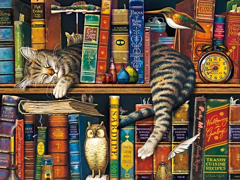 The Cats Of Charles Wysocki: Frederick the Literate - 750pc Jigsaw Puzzle by Buffalo Games