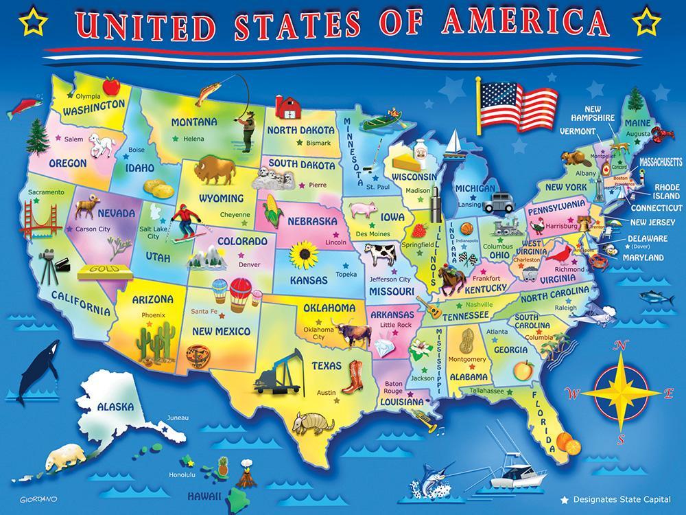 USA Map - 60pc Jigsaw Puzzle by Springbok
