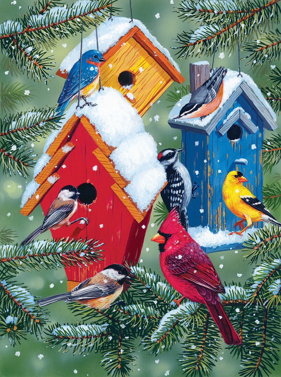 Winter Birdhouses - 1000pc Jigsaw Puzzle by SunsOut