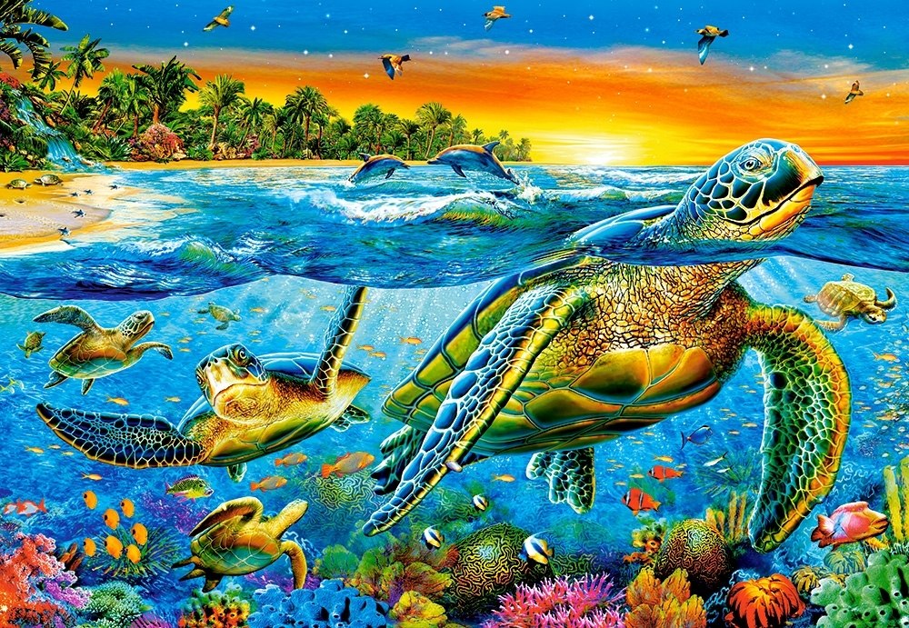 Underwater Turtles - 1000pc Jigsaw Puzzle By Castorland