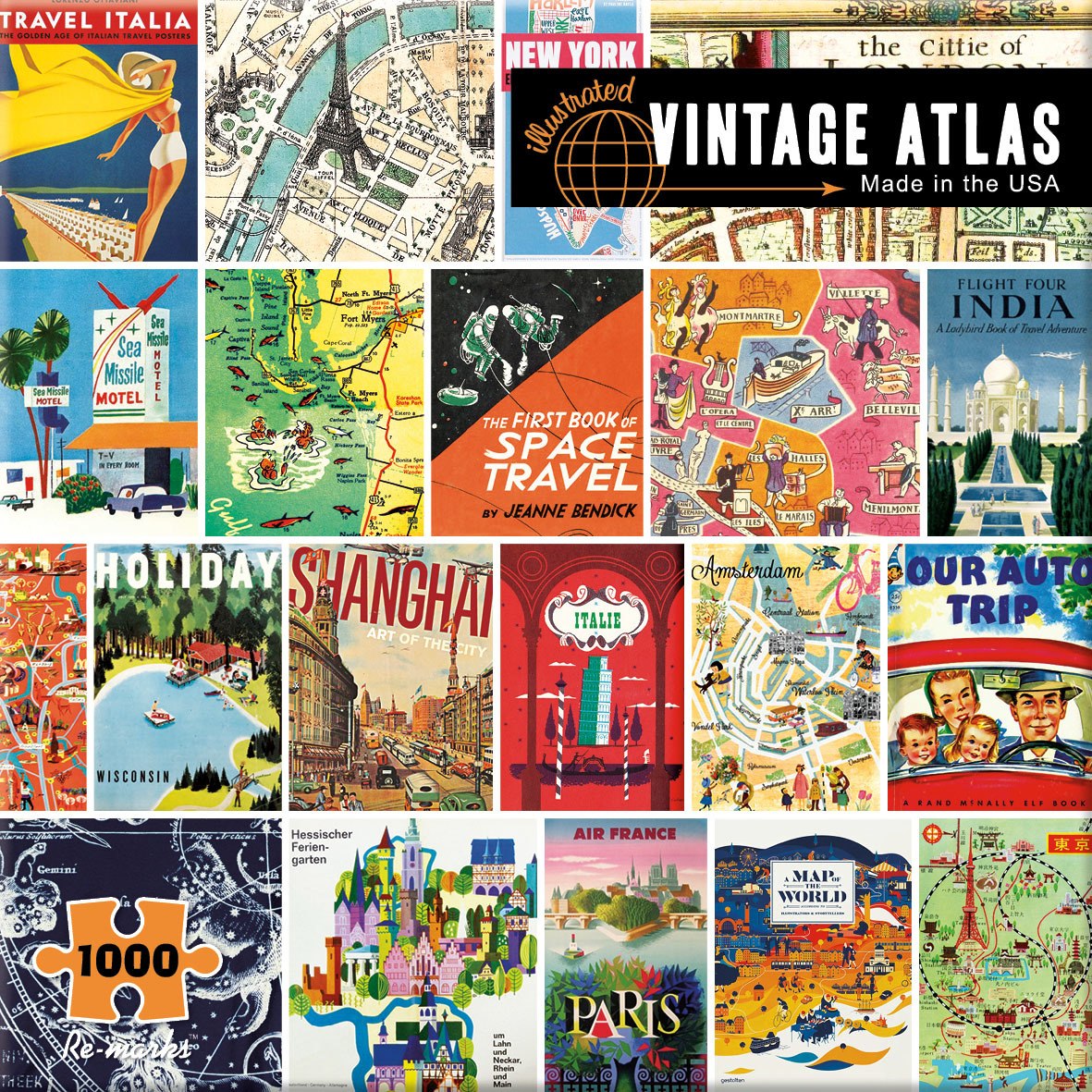 Vintage Atlas - 1000pc Jigsaw Puzzle By Re-marks  			  					NEW